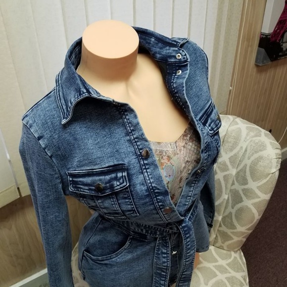 Stretch Denim Belted Jacket Sexy! BACK IN STOCK - Picture 6 of 8